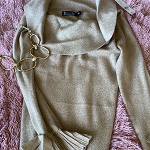 NWT Gold shimmer cowl neck sweater.